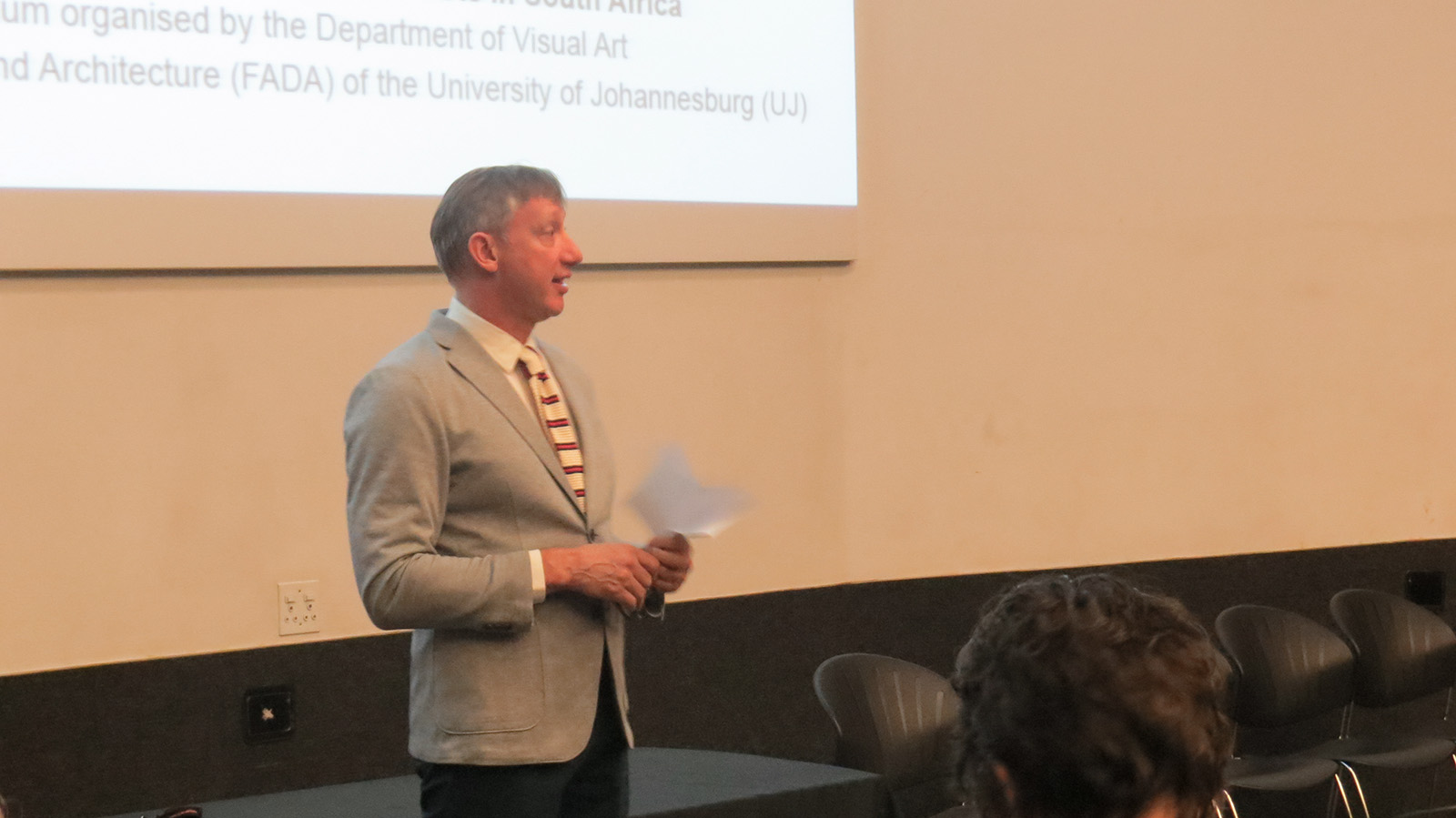 Click the image for a view of: Dean of FADA, Prof. Federico Freschi opens the Booknesses Colloquium. Friday 24 March